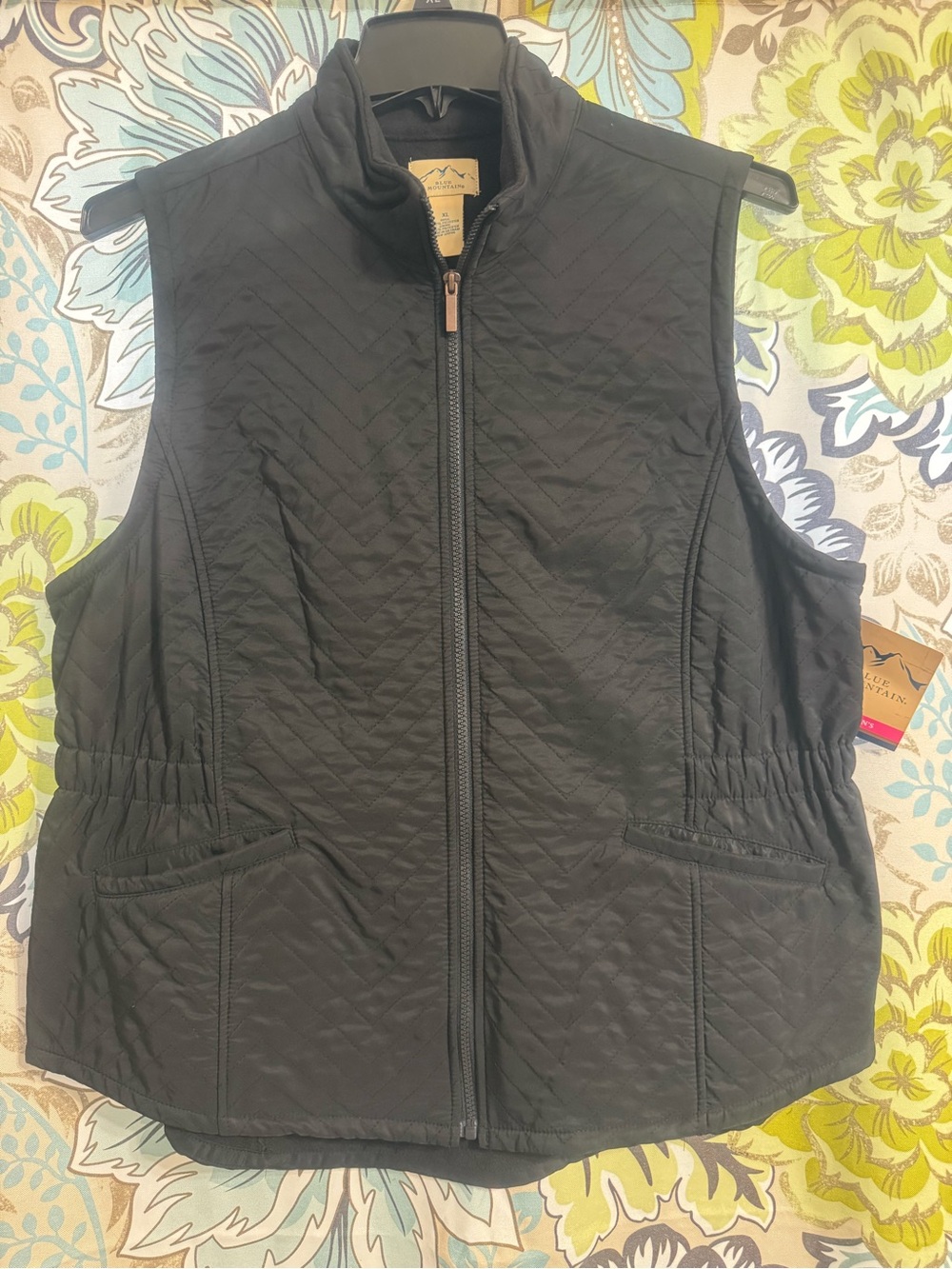 Black Quilted Women's Vest with Zipper Front